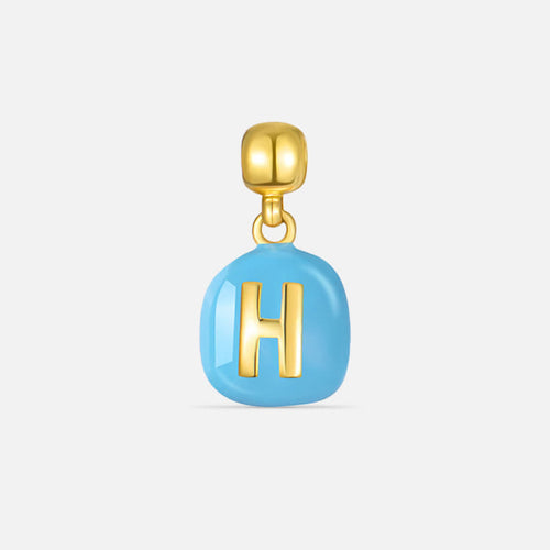 TaleClasp Blue Enamel Letter H Initial Charm in Polished Gold Tone - Blue - image 0