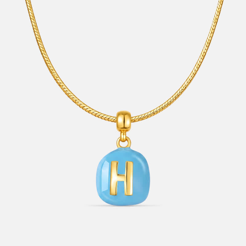 TaleClasp Blue Enamel Letter H Initial Charm in Polished Gold Tone - image 4