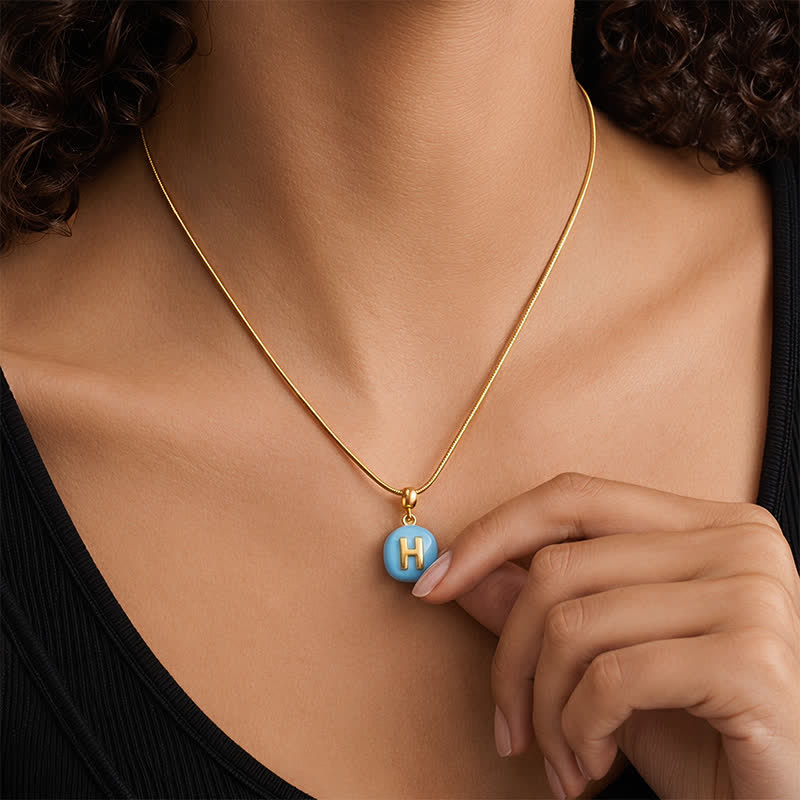 TaleClasp Blue Enamel Letter H Initial Charm in Polished Gold Tone - image 1
