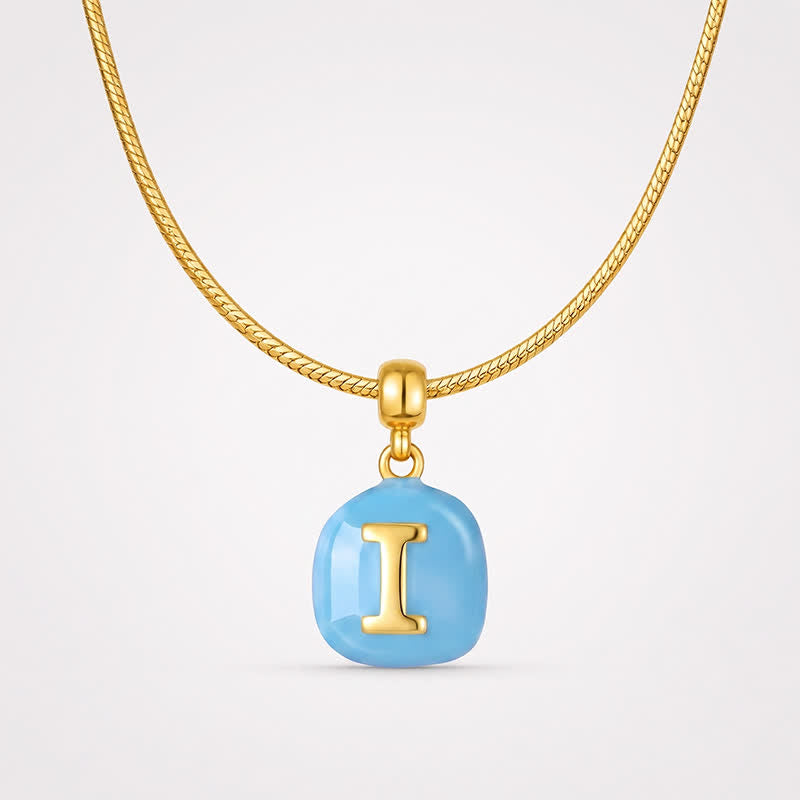 TaleClasp Blue Enamel Letter I Gold Tone Round Charm - image 4