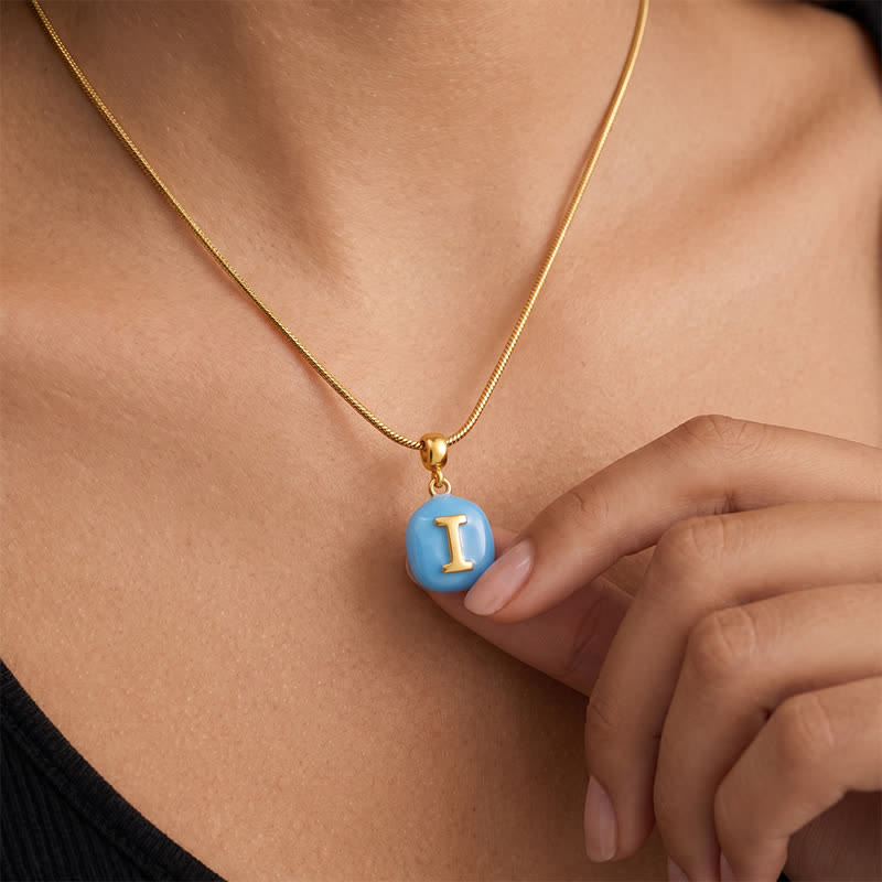 TaleClasp Blue Enamel Letter I Gold Tone Round Charm - image 1