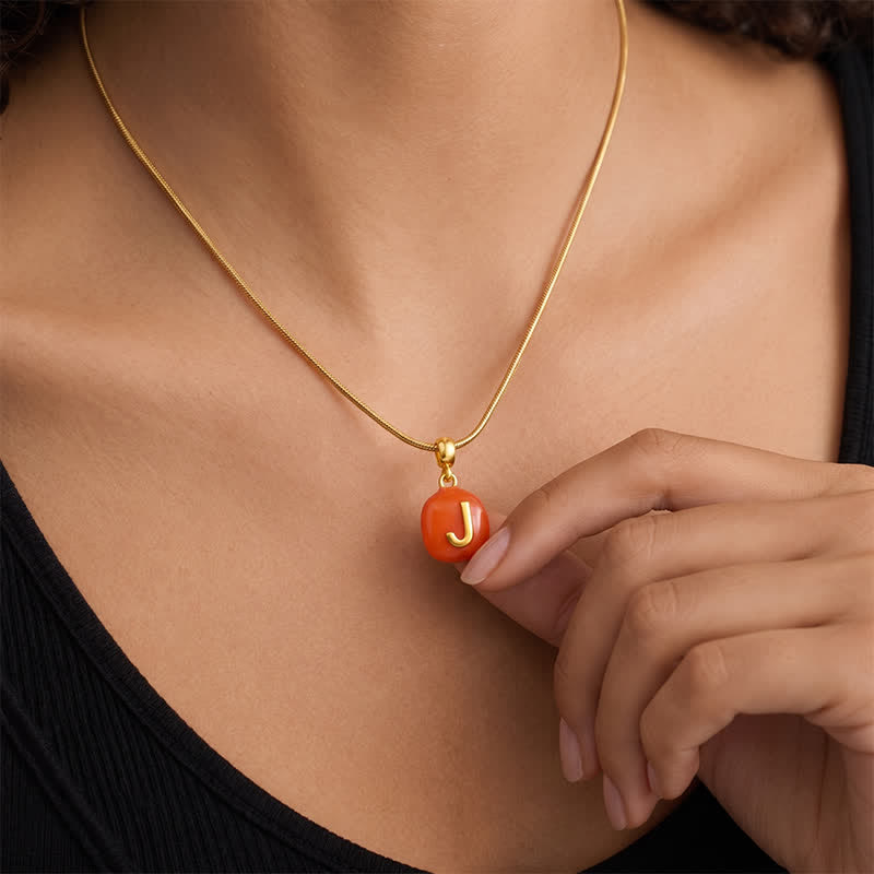 TaleClasp Gold Letter J Orange Tone Round Charm - image 1