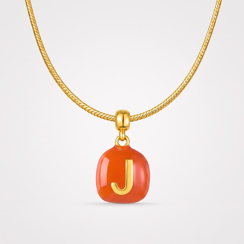 TaleClasp Gold Letter J Orange Tone Round Charm - image 4