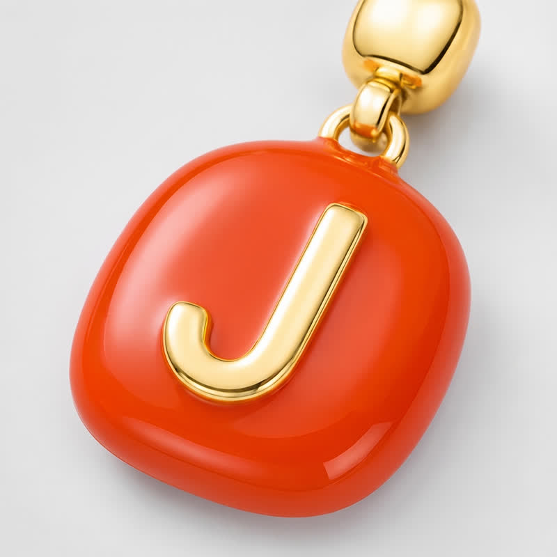 TaleClasp Gold Letter J Orange Tone Round Charm - image 3