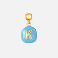 TaleClasp Blue Letter K Gold Tone Square Charm - Blue - image 0