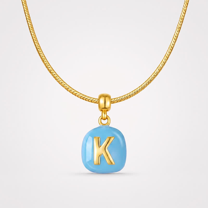 TaleClasp Blue Letter K Gold Tone Square Charm - image 4