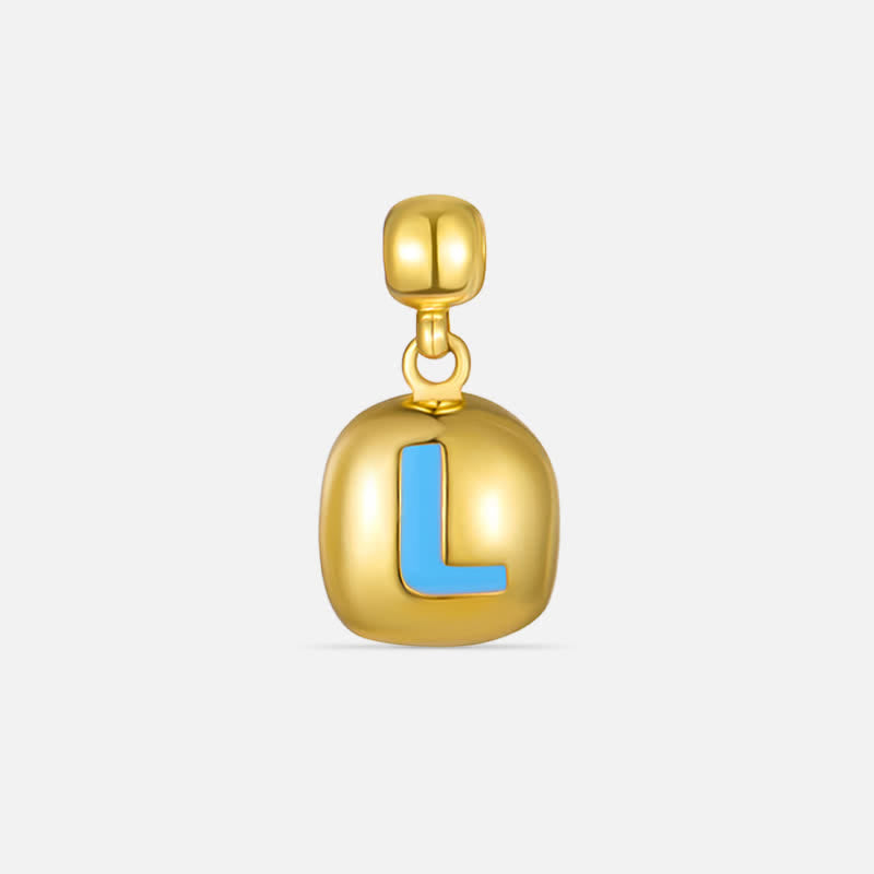 TaleClasp Blue Letter L Gold Tone Square Charm - Golden - image 0