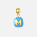 TaleClasp Blue Letter M Gold Tone Square Charm - Blue - image 0