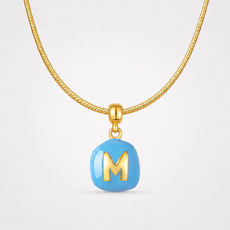 TaleClasp Blue Letter M Gold Tone Square Charm - image 4