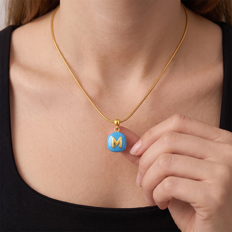 TaleClasp Blue Letter M Gold Tone Square Charm - image 1