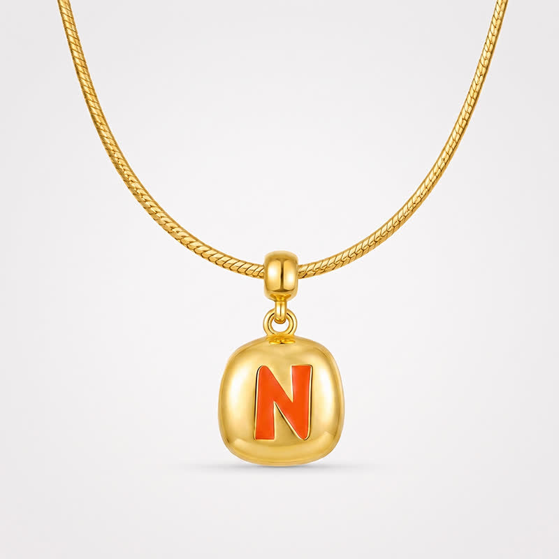 TaleClasp Gold Tone Enamel Letter N Rounded Square Charm - image 4