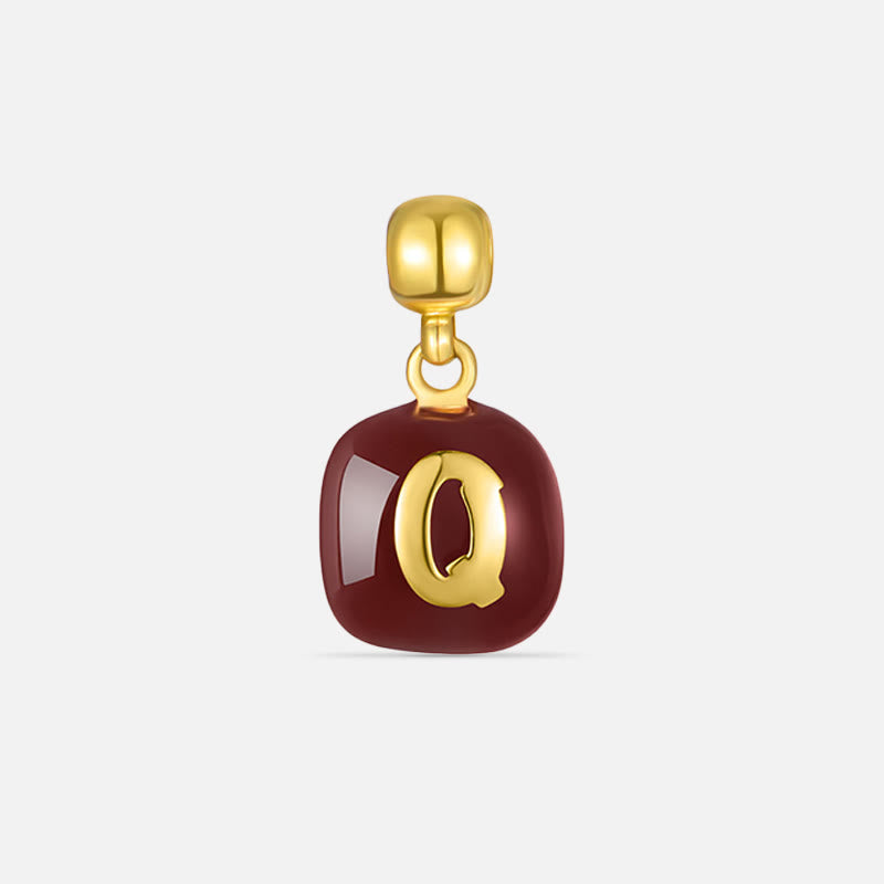 TaleClasp Crimson Gloss Square Drop Gold Tone Charm - Brown - image 0