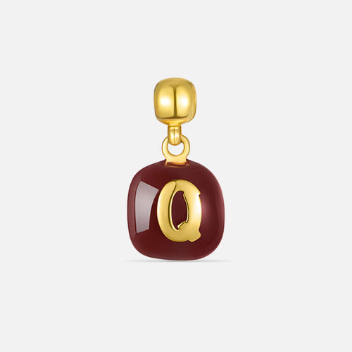 TaleClasp Crimson Gloss Square Drop Gold Tone Charm - Brown - image 0