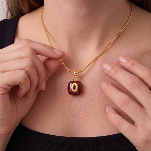 TaleClasp Crimson Gloss Square Drop Gold Tone Charm - image 1