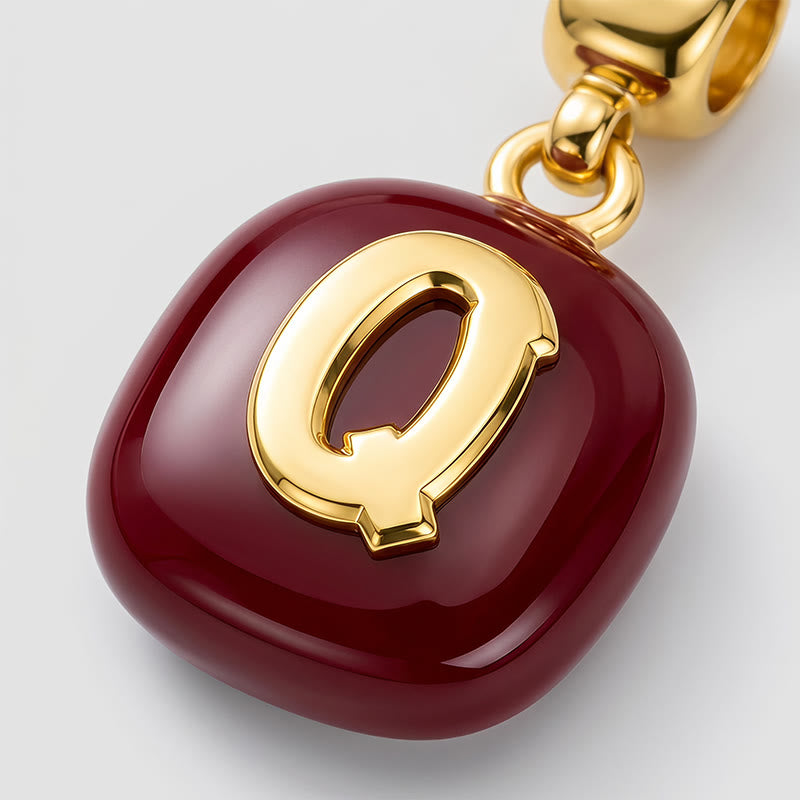 TaleClasp Crimson Gloss Square Drop Gold Tone Charm - image 3