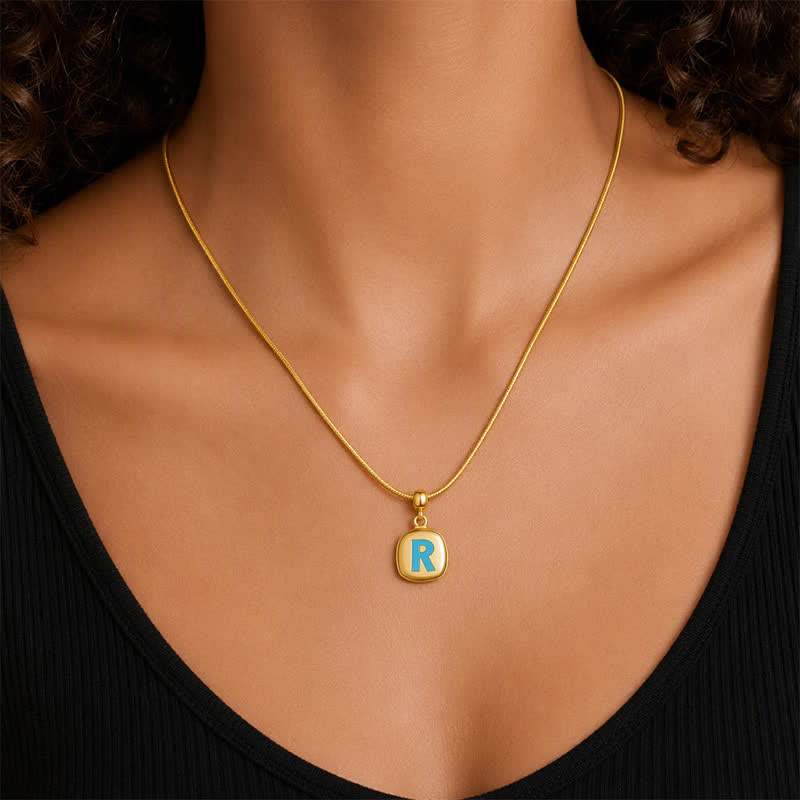 TaleClasp Turquoise Initial R Gold Stackable Charm - image 2