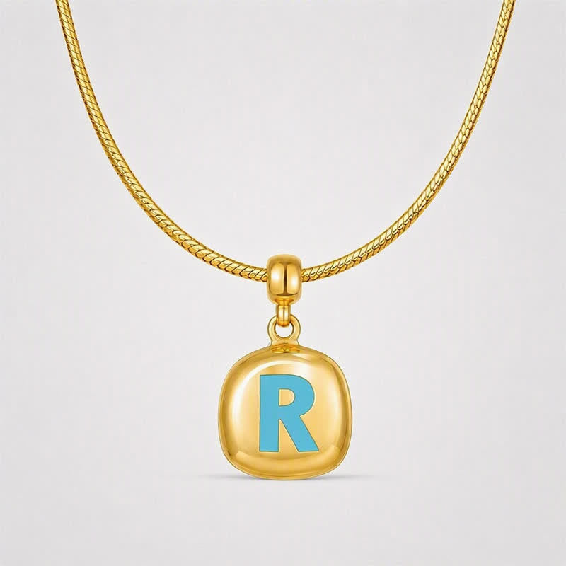 TaleClasp Turquoise Initial R Gold Stackable Charm - image 4
