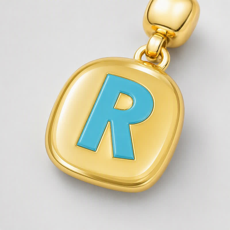 TaleClasp Turquoise Initial R Gold Stackable Charm - image 3
