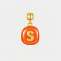 TaleClasp Gold Tone Letter S Disc Charm - Orange - image 0
