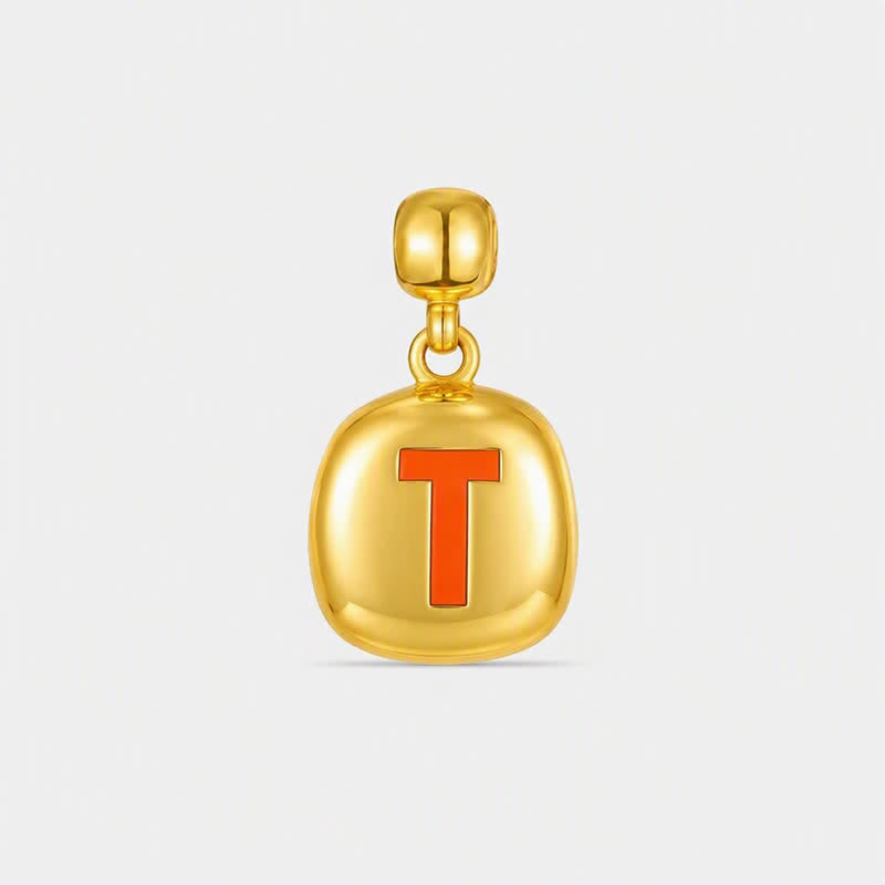 TaleClasp Gold Tone Letter T Cushion Stackable Charm - Golden - image 0