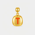 TaleClasp Gold Tone Letter T Cushion Stackable Charm - Golden - image 0