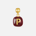 TaleClasp Glossy Letter P Rounded Square Charm - Brown - image 0