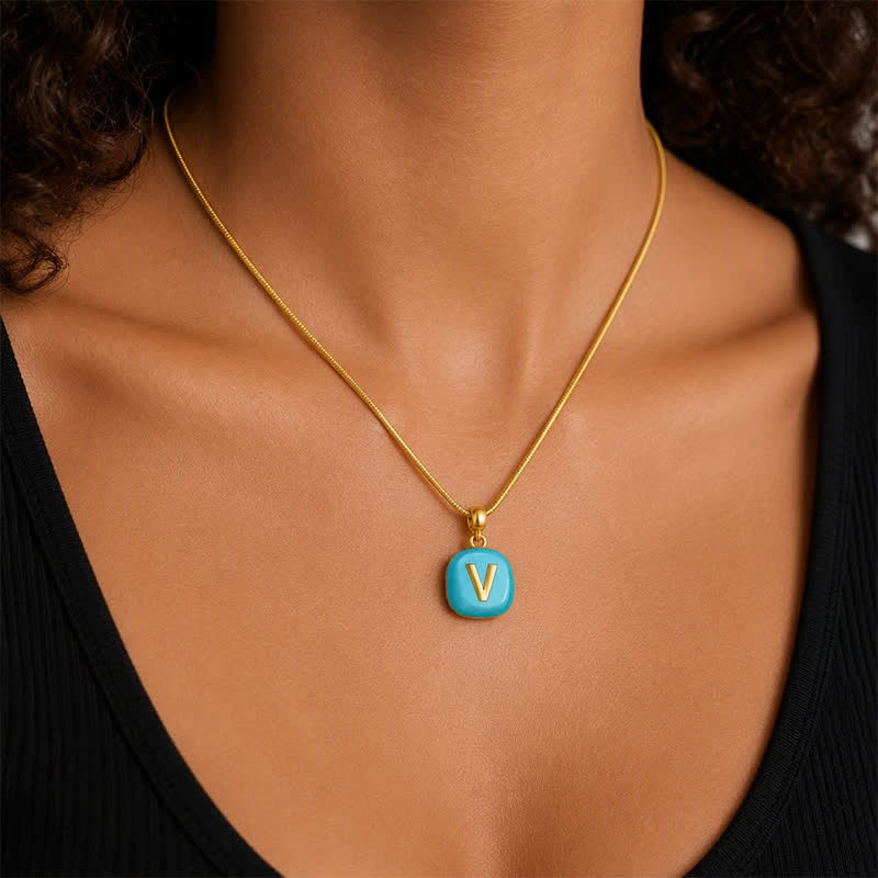 TaleClasp Blue Letter V Rounded Square Charm - image 1