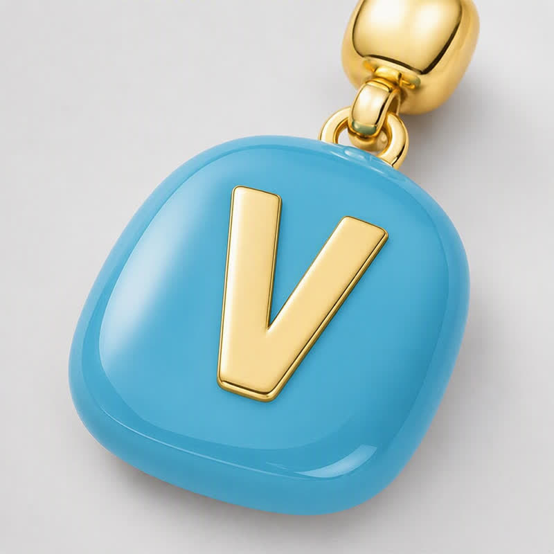 TaleClasp Blue Letter V Rounded Square Charm - image 3