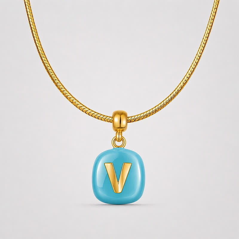 TaleClasp Blue Letter V Rounded Square Charm - image 4