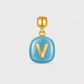 TaleClasp Blue Letter V Rounded Square Charm - Blue - image 0