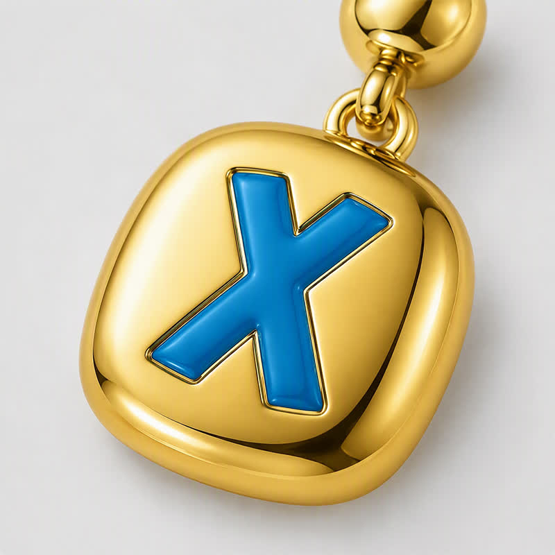 TaleClasp Blue X Gold Tone Rounded Square Charm - image 3