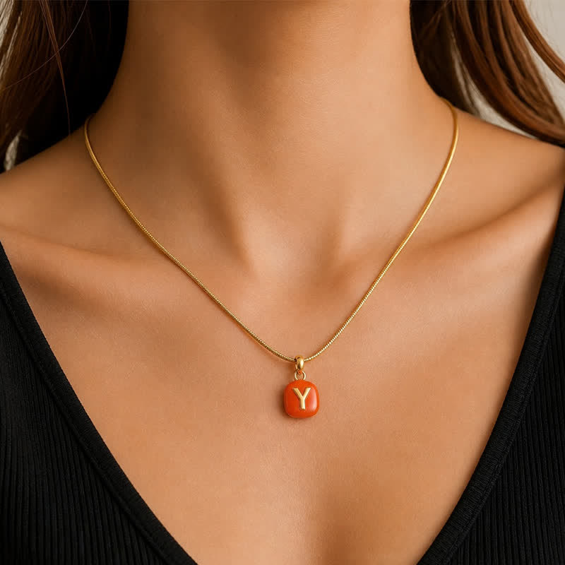 TaleClasp Orange Letter Y Round Gold Tone Charm - image 1