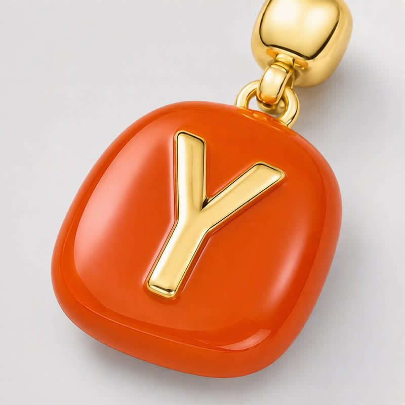 TaleClasp Orange Letter Y Round Gold Tone Charm - image 3