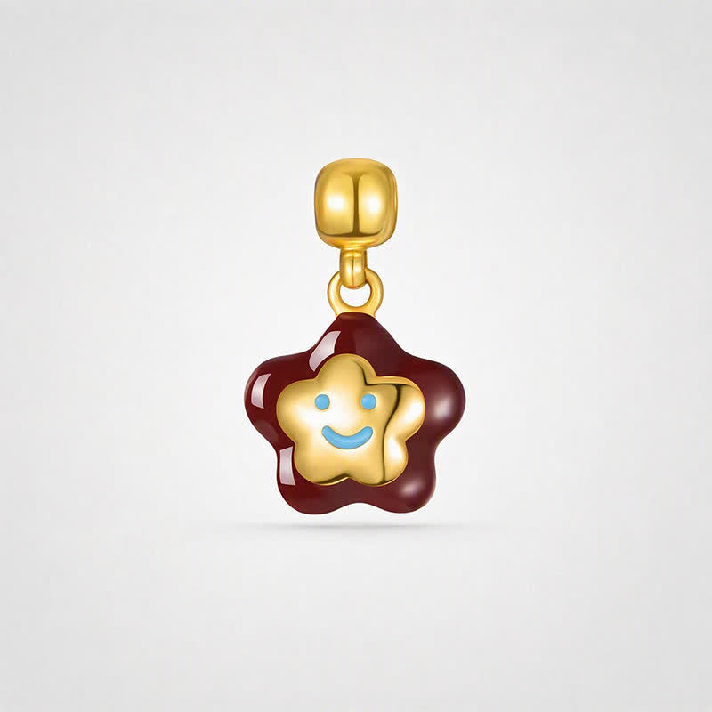 TaleClasp Smiley Star Bloom Gold Tone Charm - Brown - image 0