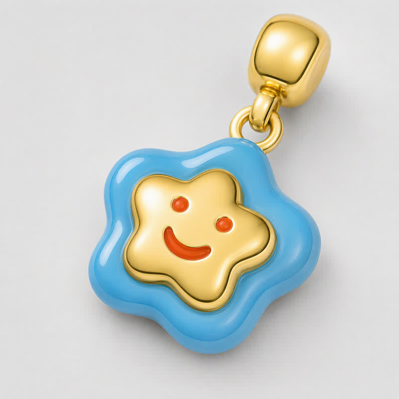 TaleClasp Smiling Blue Star Gold Tone Charm - image 3