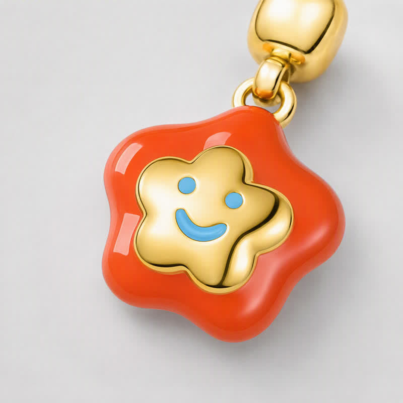 TaleClasp Sunny Orange Smiley Star Gold Tone Charm - image 3