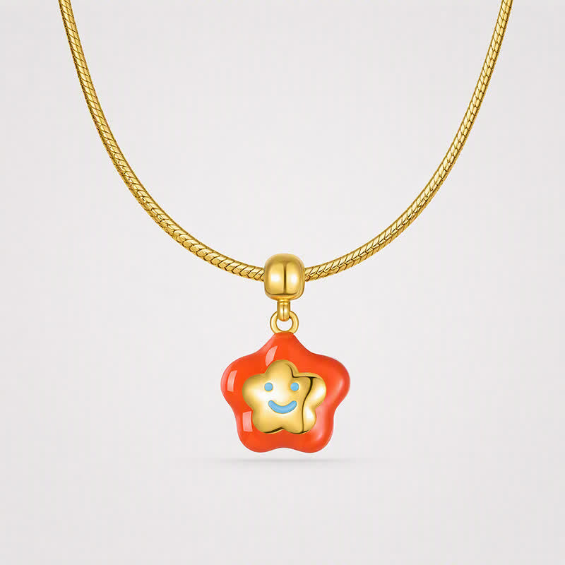 TaleClasp Sunny Orange Smiley Star Gold Tone Charm - image 4