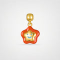 TaleClasp Sunny Orange Smiley Star Gold Tone Charm - Orange - image 0