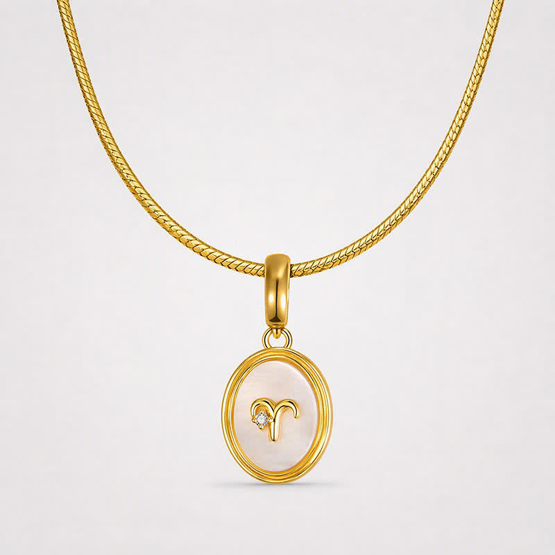TaleClasp Aries White Shell Gold Pendant Charm - image 4