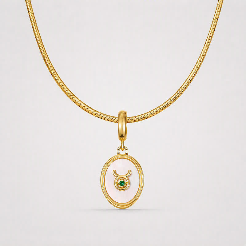 TaleClasp Taurus White Shell Gold Pendant Charm - image 4