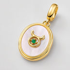 TaleClasp Taurus White Shell Gold Pendant Charm - image 3