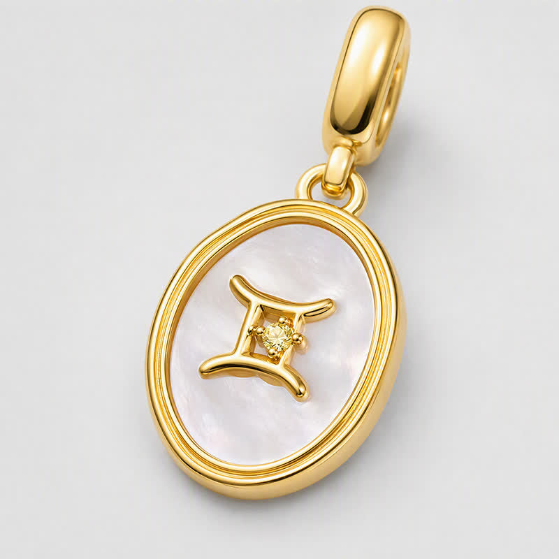 TaleClasp Gemini White Shell Gold Pendant Charm - image 3