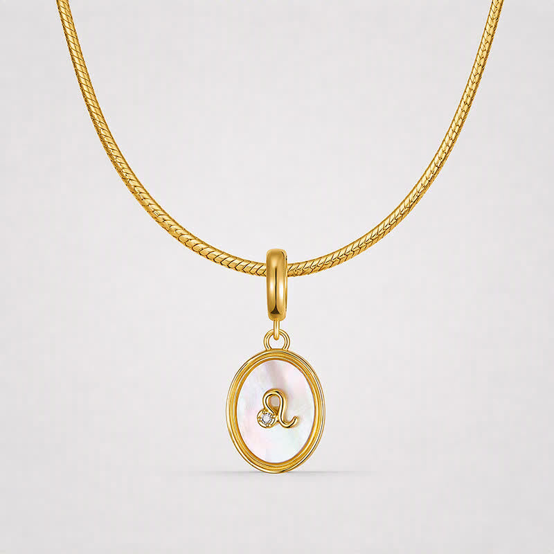 TaleClasp Leo White Shell Gold Pendant Charm - image 4