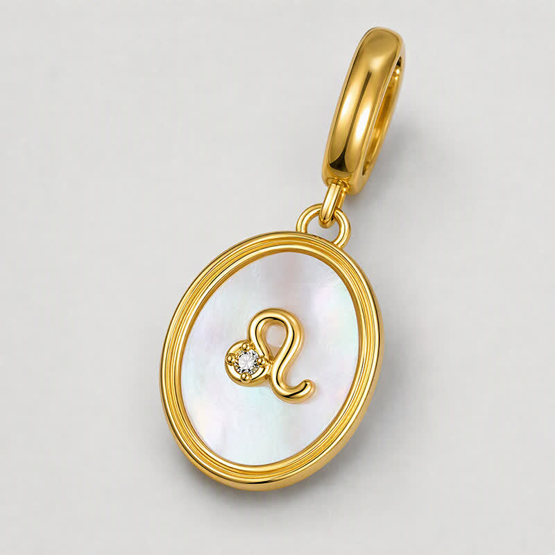 TaleClasp Leo White Shell Gold Pendant Charm - image 3