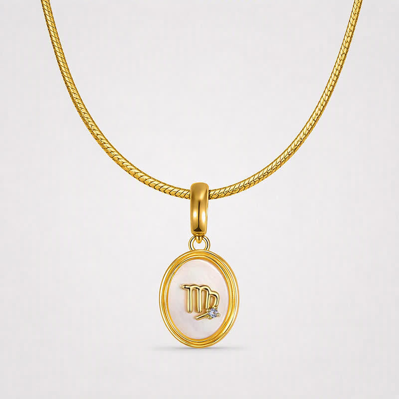 TaleClasp Virgo White Shell Gold Pendant Charm - image 4