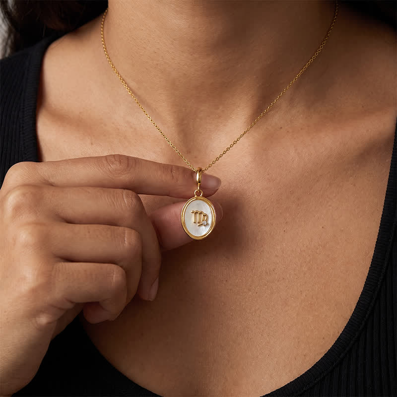 TaleClasp Virgo White Shell Gold Pendant Charm - image 1