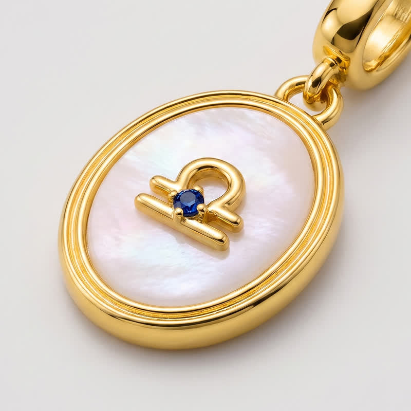 TaleClasp Libra White Shell Gold Pendant Charm - image 3