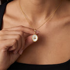 TaleClasp Libra White Shell Gold Pendant Charm - image 1