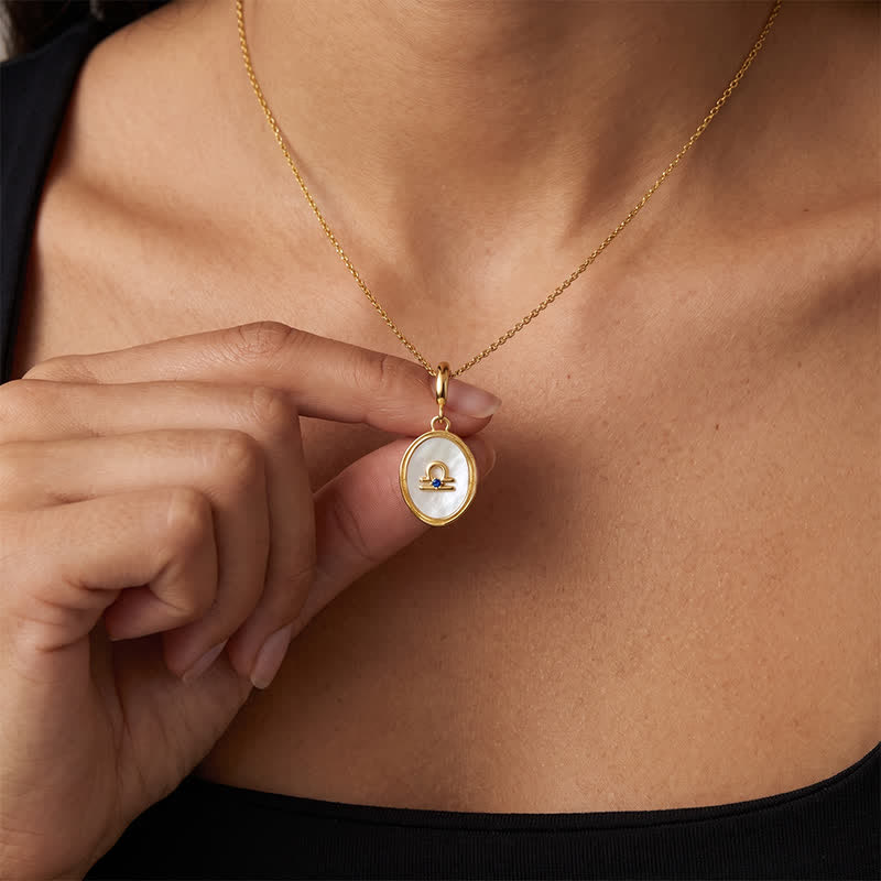 TaleClasp Libra White Shell Gold Pendant Charm - image 1