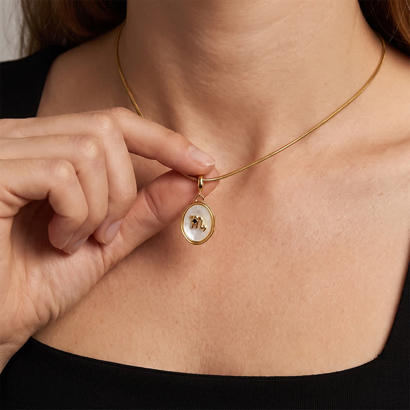 TaleClasp Scorpio White Shell Gold Pendant Charm - image 1